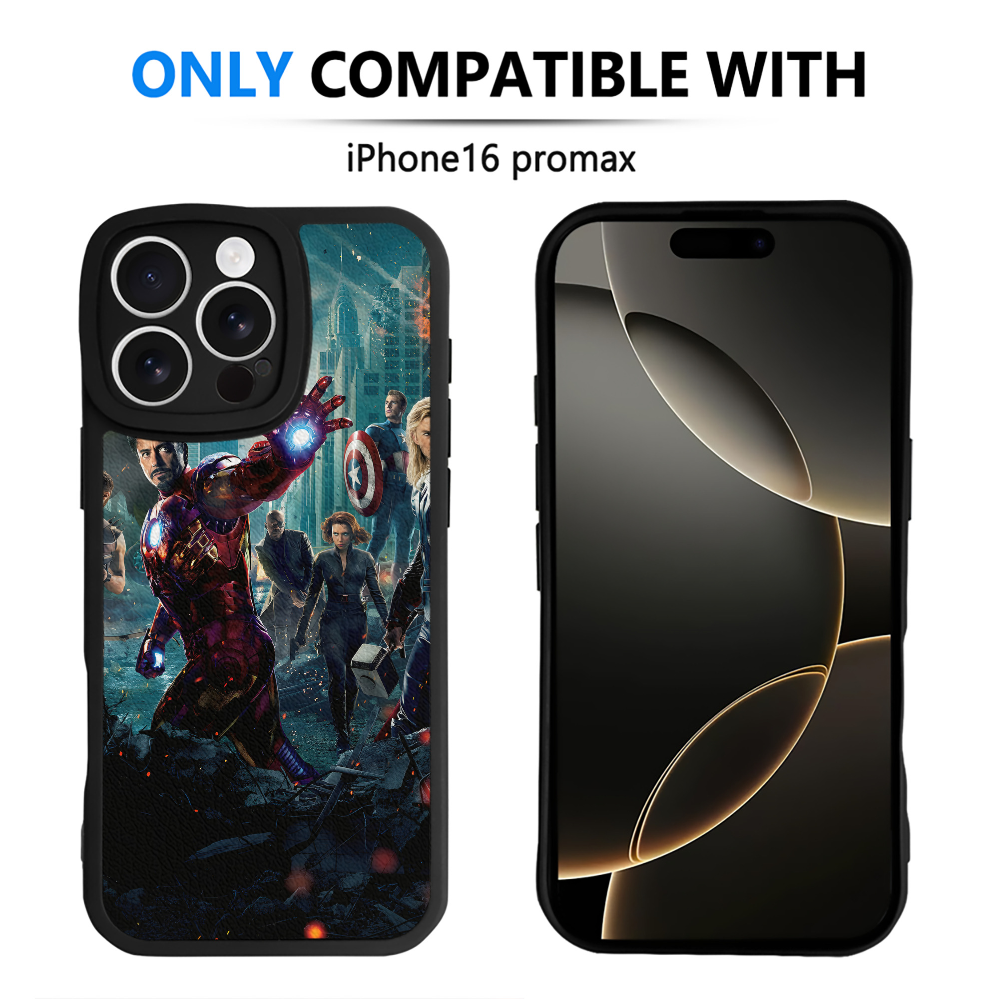 （画像用） アベンジャーズ The Avengers 【iPhone 16シリーズ対応】シリコンスマホケース（レザー調） 材質：シリコン